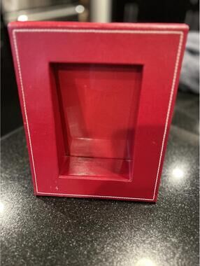 Wolf Designs Red Leather Picture Frame - Vintage